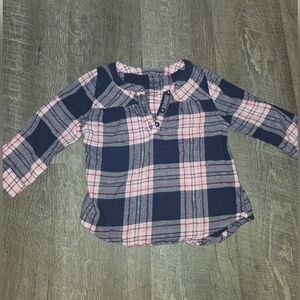 Jumping Beans Navy and Pink Plaid Button Down Shirt